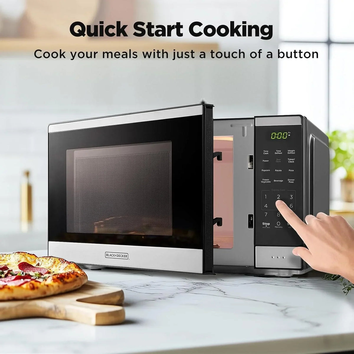 Nouveauté 2026 – Four à micro-ondes de comptoir BLACK+DECKER 0,9 pi³ , 6 menus automatiques, 10 niveaux de puissance, panneau numérique, 900 W