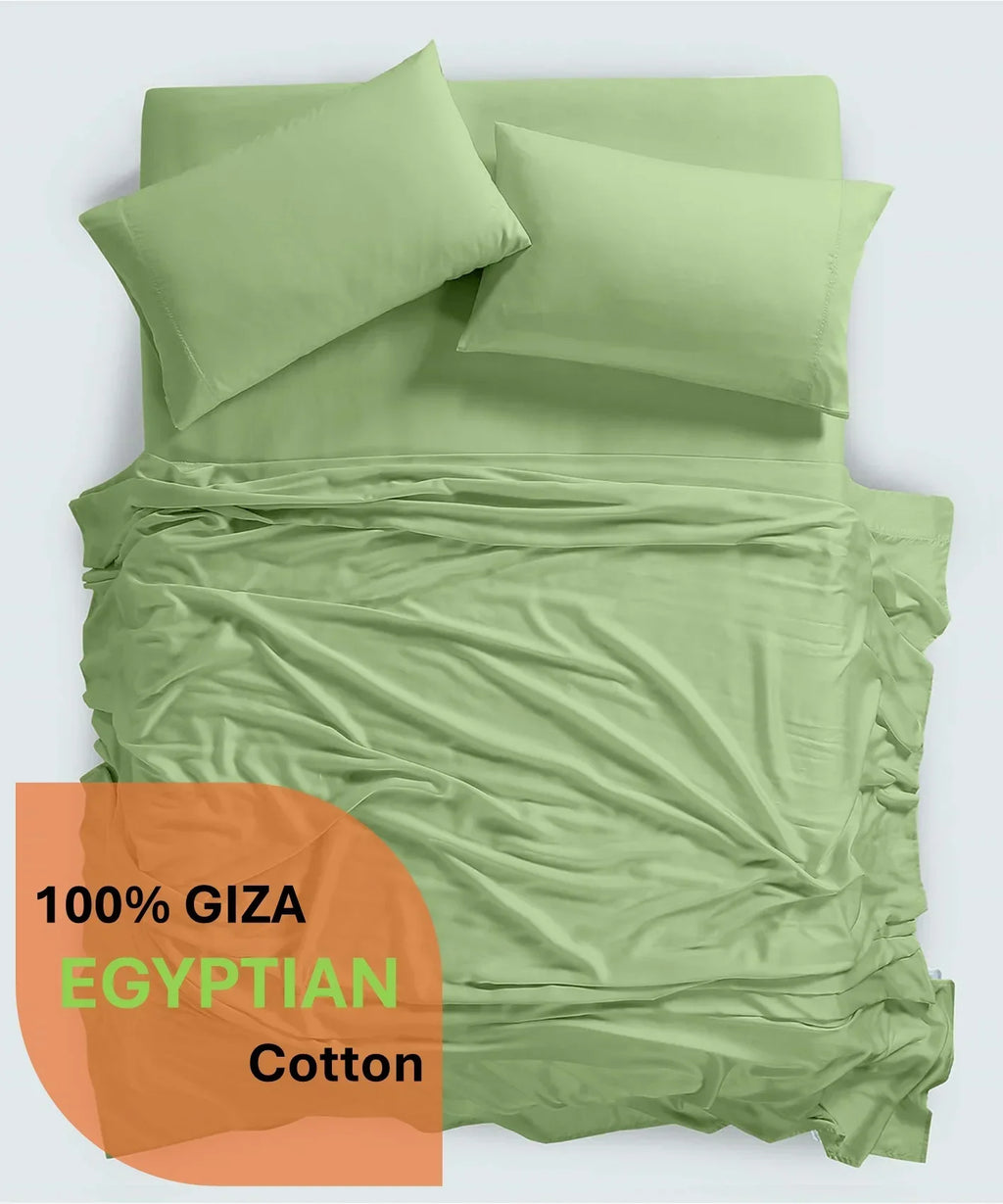 Nouveauté 2026 – Parure de lit 4 pièces en coton égyptien Giza 100 % (600 fils/cm²), drap-housse à bonnet profond de 38 cm, satin doux et respirant - Noir, 1 place