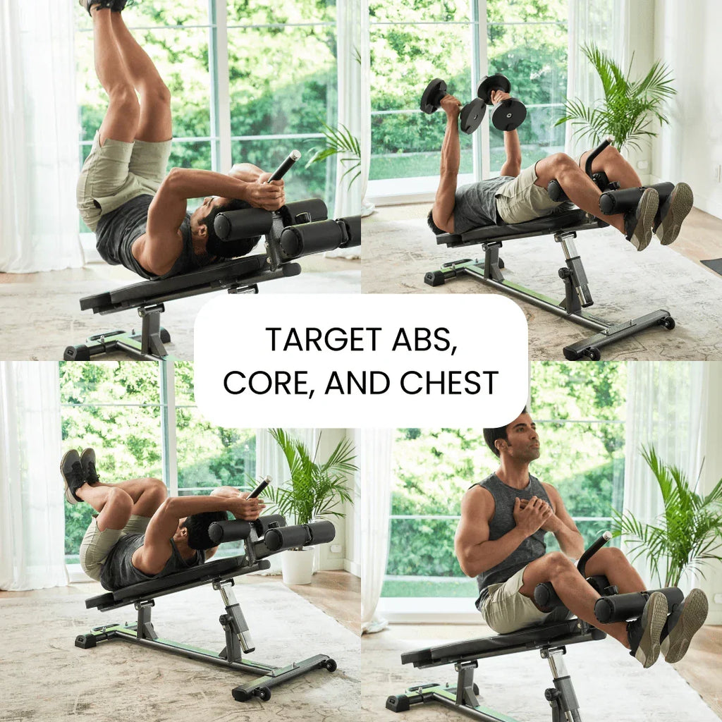 Nouveauté 2026 – Banc de musculation semi-professionnel Finer Form Elite , avec poignée pour crunch inversé, idéal pour les exercices abdominaux. Permet de réaliser des crunchs inversés et des relevés de buste inclinés. 4 hauteurs réglables. Noir