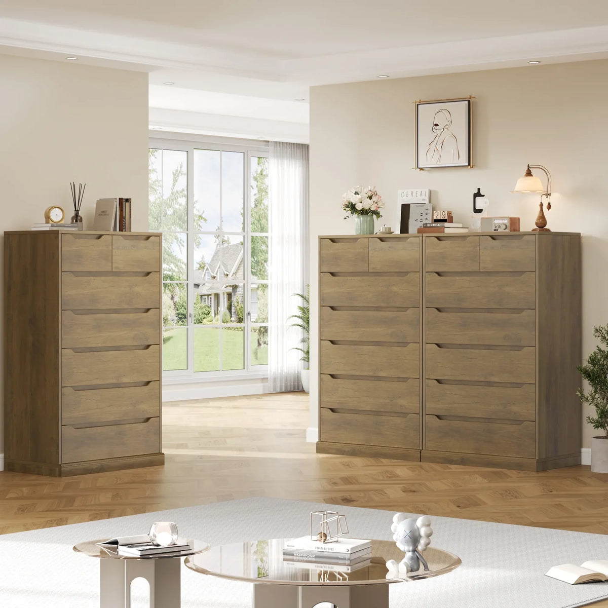 Nouveauté 2026 – Commode blanche Homfa 7 tiroirs, 130 cm de hauteur, meuble de rangement en bois avec base stable améliorée, commode verticale pour chambre ou salon