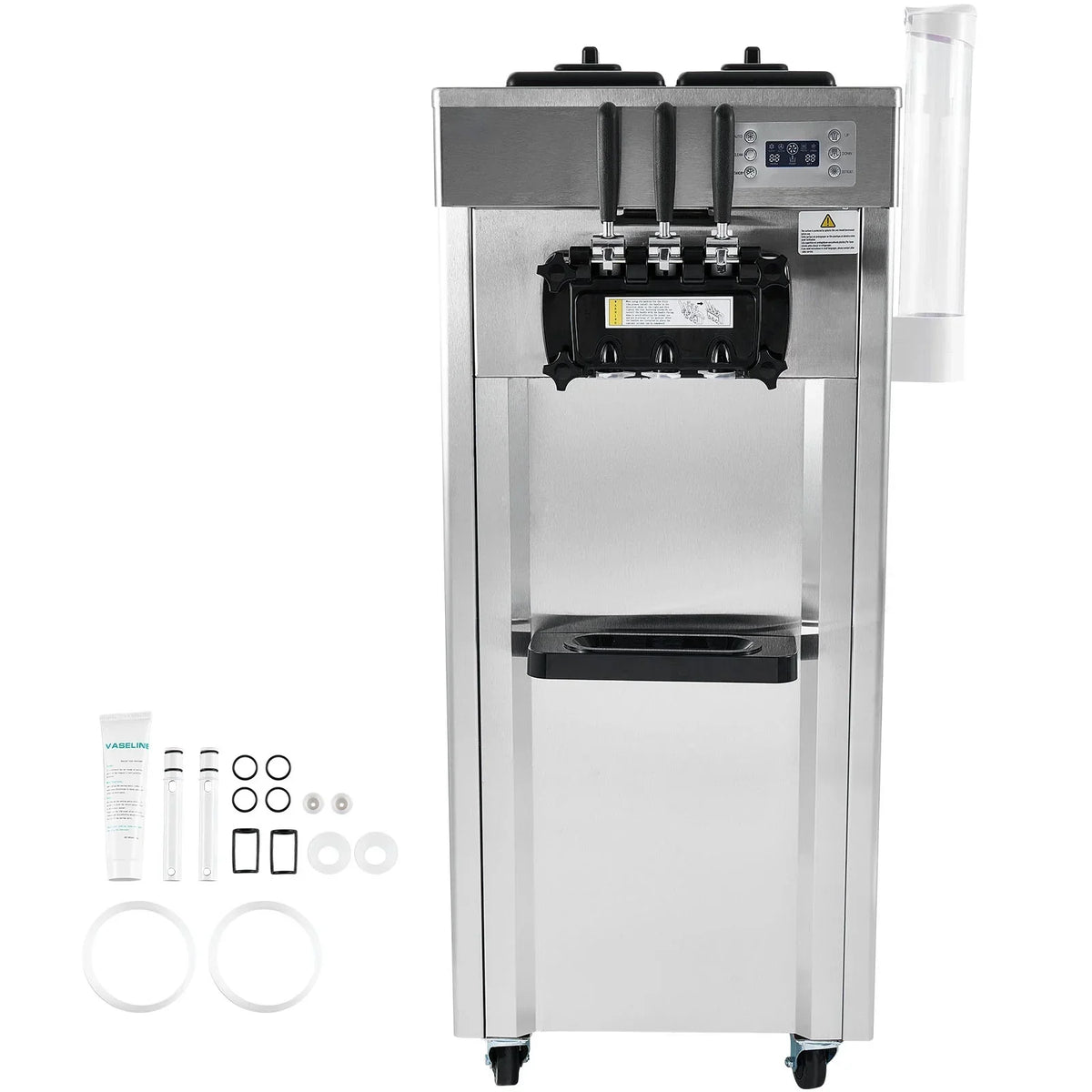 Nouveauté 2026 – Machine à glace molle commerciale KFFKFF , débit de 21 à 31 l/h, 3 parfums, affichage LED, nettoyage automatique, trémie de 4,3 l/1,1 gal, réservoir de 1,7 l/0,45 gal