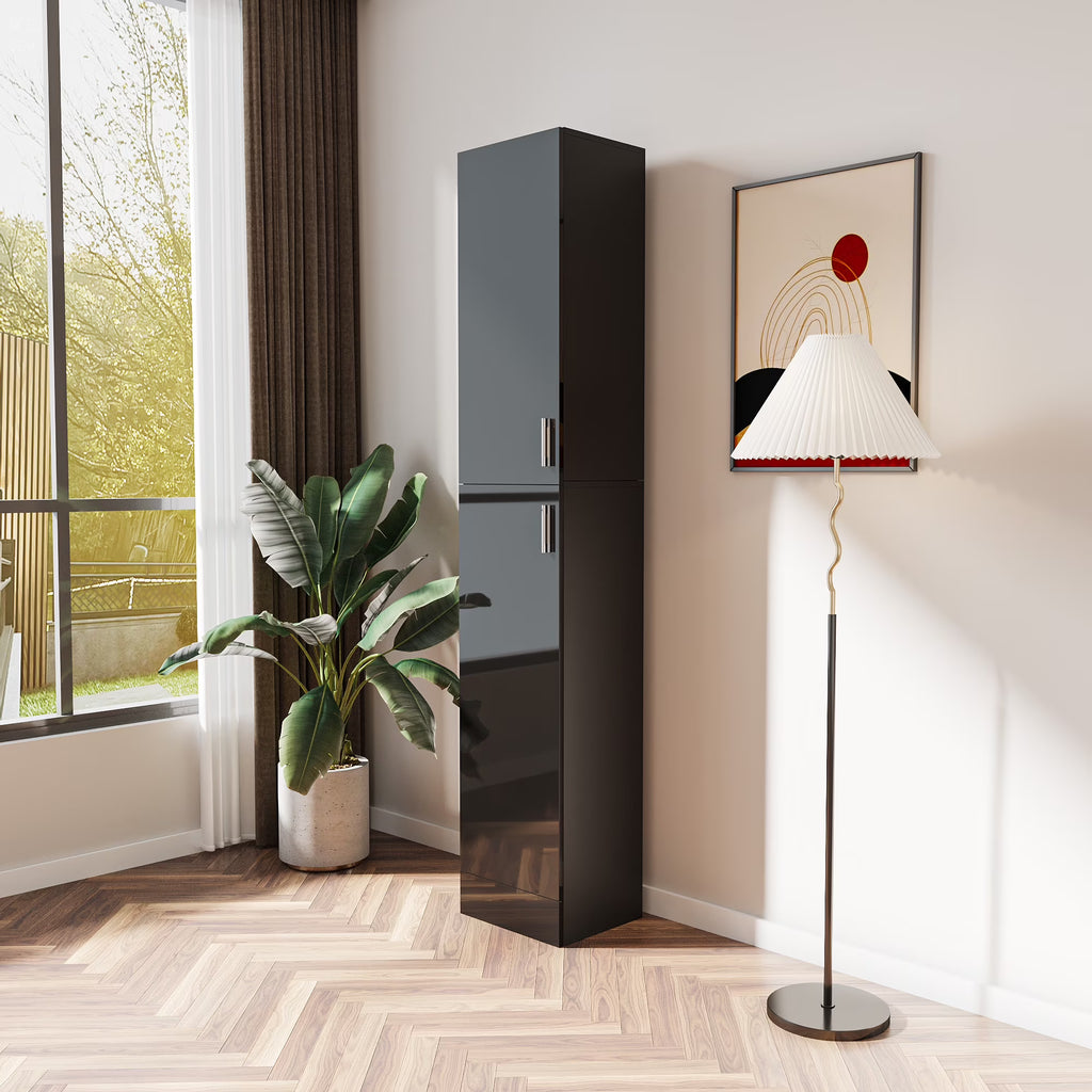 Nouveauté 2026 – Armoire de rangement haute Slim , meuble garde-manger avec portes et étagères, idéale pour les petits espaces (cuisine, salon, salle de bain