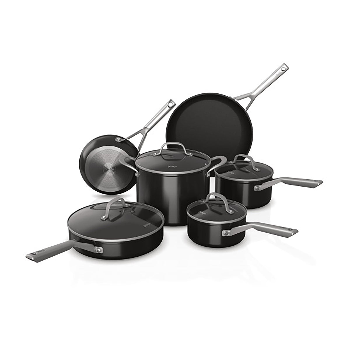 Nouveauté 2026 – Batterie de cuisine 10 pièces Ninja C19000 Foodi NeverStick, noire
