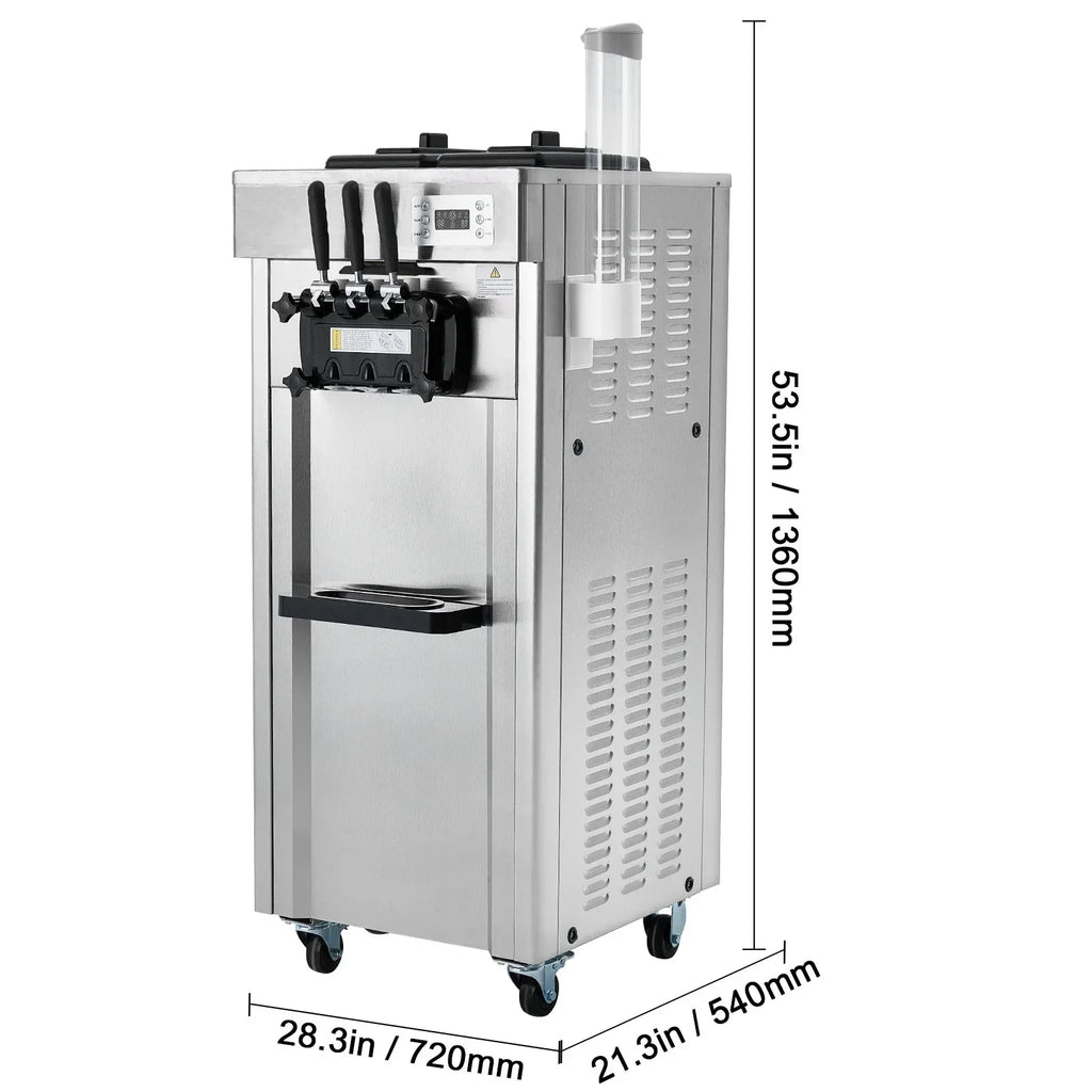 Nouveauté 2026 – Machine à glace molle commerciale KFFKFF , débit de 21 à 31 l/h, 3 parfums, affichage LED, nettoyage automatique, trémie de 4,3 l/1,1 gal, réservoir de 1,7 l/0,45 gal