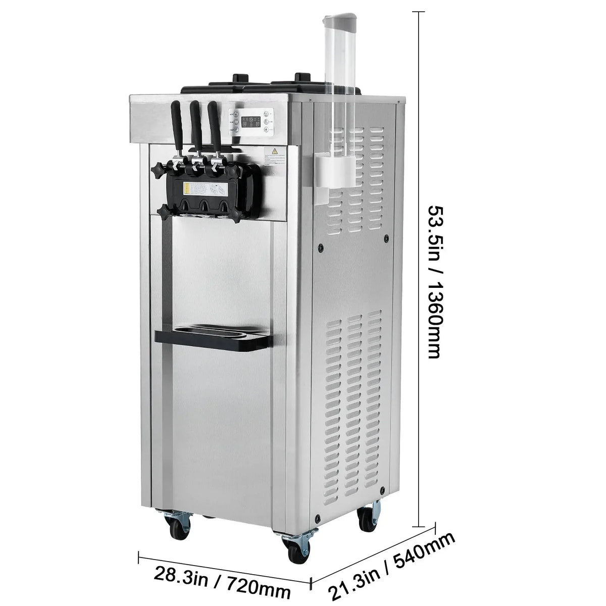 Nouveauté 2026 – Machine à glace molle commerciale KFFKFF , débit de 21 à 31 l/h, 3 parfums, affichage LED, nettoyage automatique, trémie de 4,3 l/1,1 gal, réservoir de 1,7 l/0,45 gal