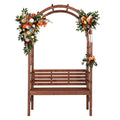 Nouveauté 2026 – Arche en bois de 2,1 m (6,8 pi) avec banc pour 2 personnes, treillis pour plantes grimpantes, décoration extérieure pour jardin, pelouse, terrasse, marron foncé