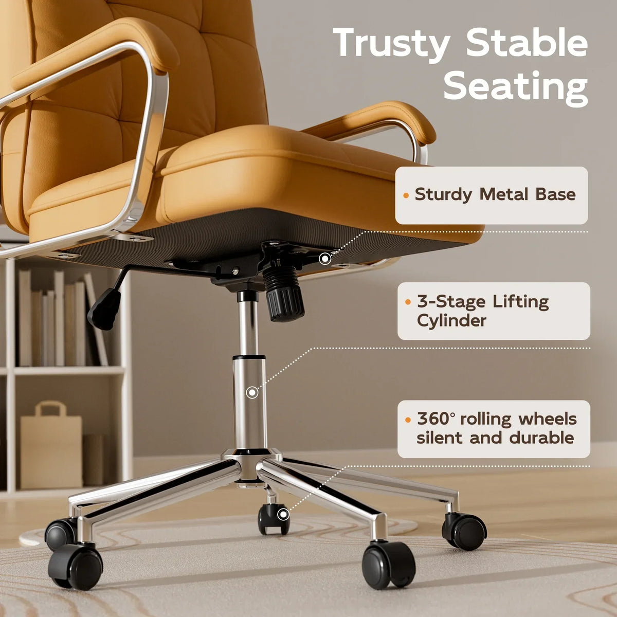 Nouveauté 2026 – Fauteuil de bureau Solfway blanc , fauteuil de bureau pivotant en cuir avec roulettes et accoudoirs rembourrés, fauteuil de direction pour adultes
