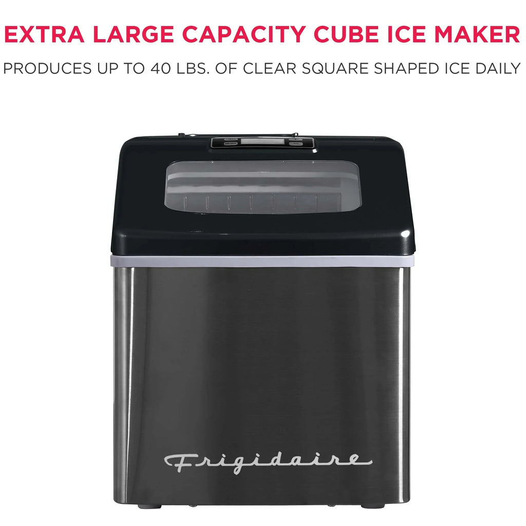 Nouveauté 2026 – Machine à glaçons carrée transparente de comptoir Frigidaire , 18 kg (40 lb) - Acier inoxydable