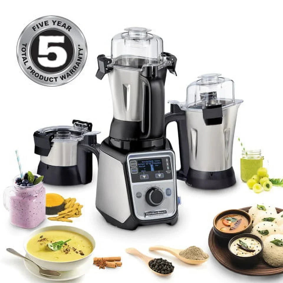 Nouveauté 2026 – Mixeur-broyeur à jus professionnel Hamilton Beach , 2,2 CV, 120 V, avec 3 bocaux en acier inoxydable, 1,5 litre, modèle 58770