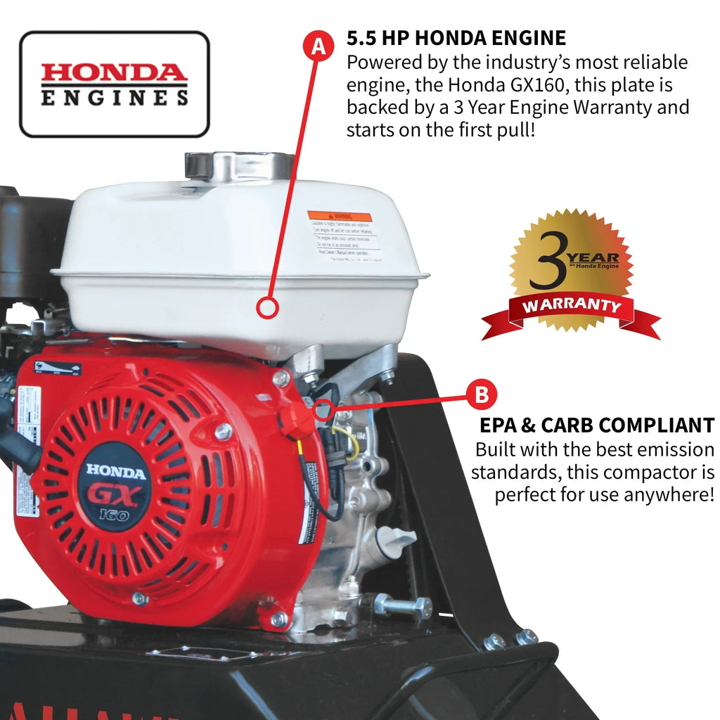 Nouveauté 2026 – Plaque vibrante Tomahawk Power , 5,5 CV, 3000 lb/pi, 63 cm³, essence, plaque de 17 x 13 po, 5900 VPM