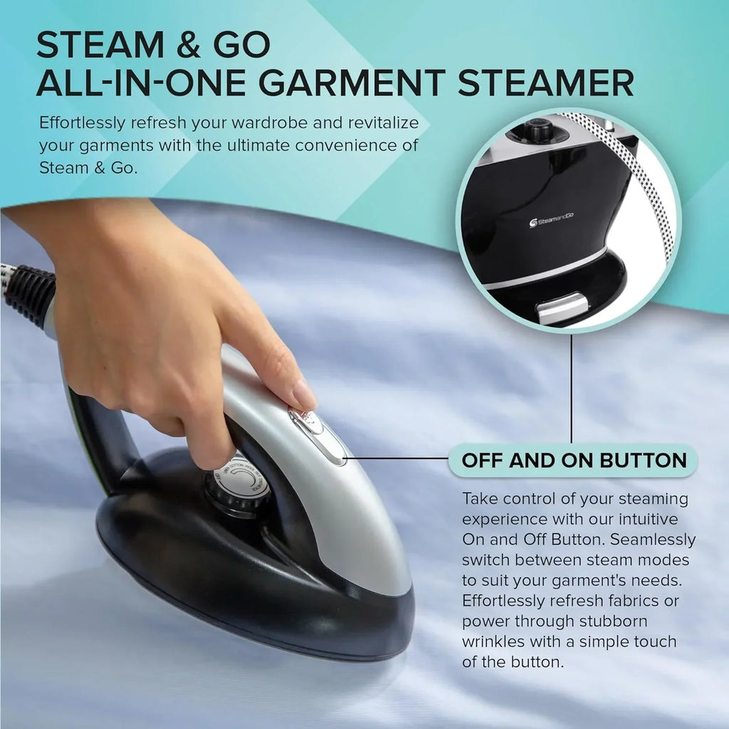 Nouveauté 2026 – Steam & Go Défroisseur vapeur et fer à repasser tout-en-un avec planche à repasser et cintre