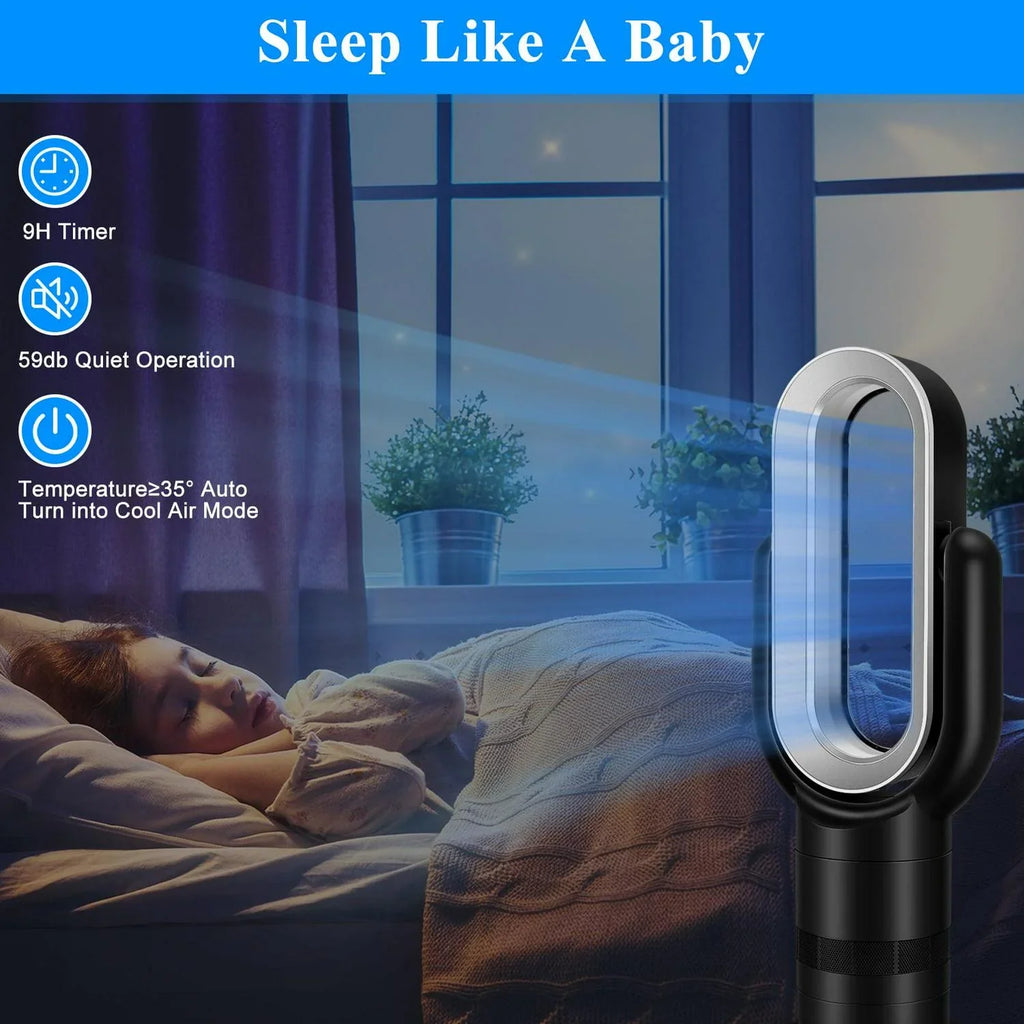 Nouveauté 2026 – Ventilateur tour sans pales Dubbin (66 cm). Chauffage et refroidissement combinés. Télécommande incluse. Noir
