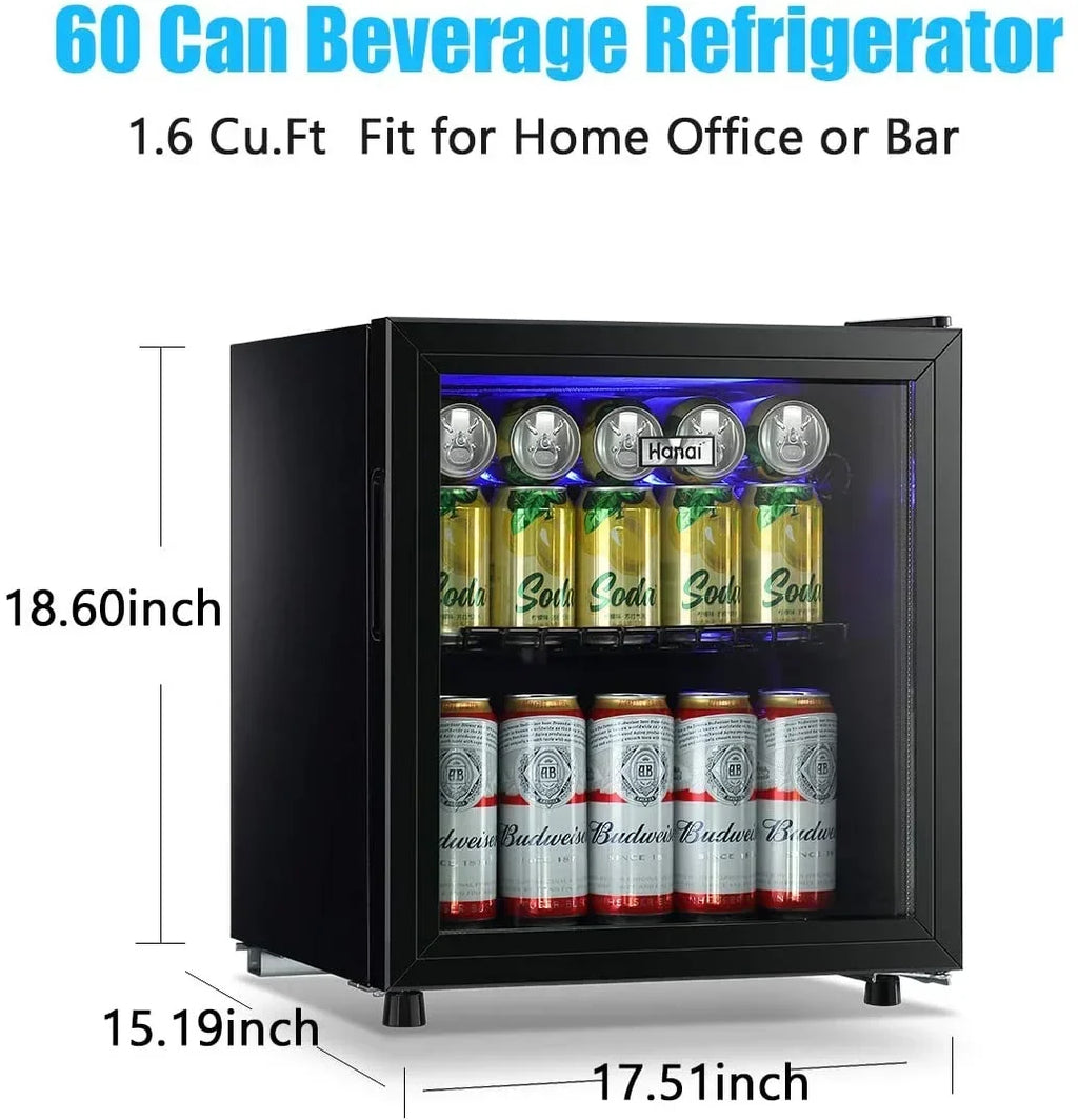 Nouveauté 2026 – Réfrigérateur à boissons compact WANAI , capacité de 100 canettes, porte vitrée, acier inoxydable noir