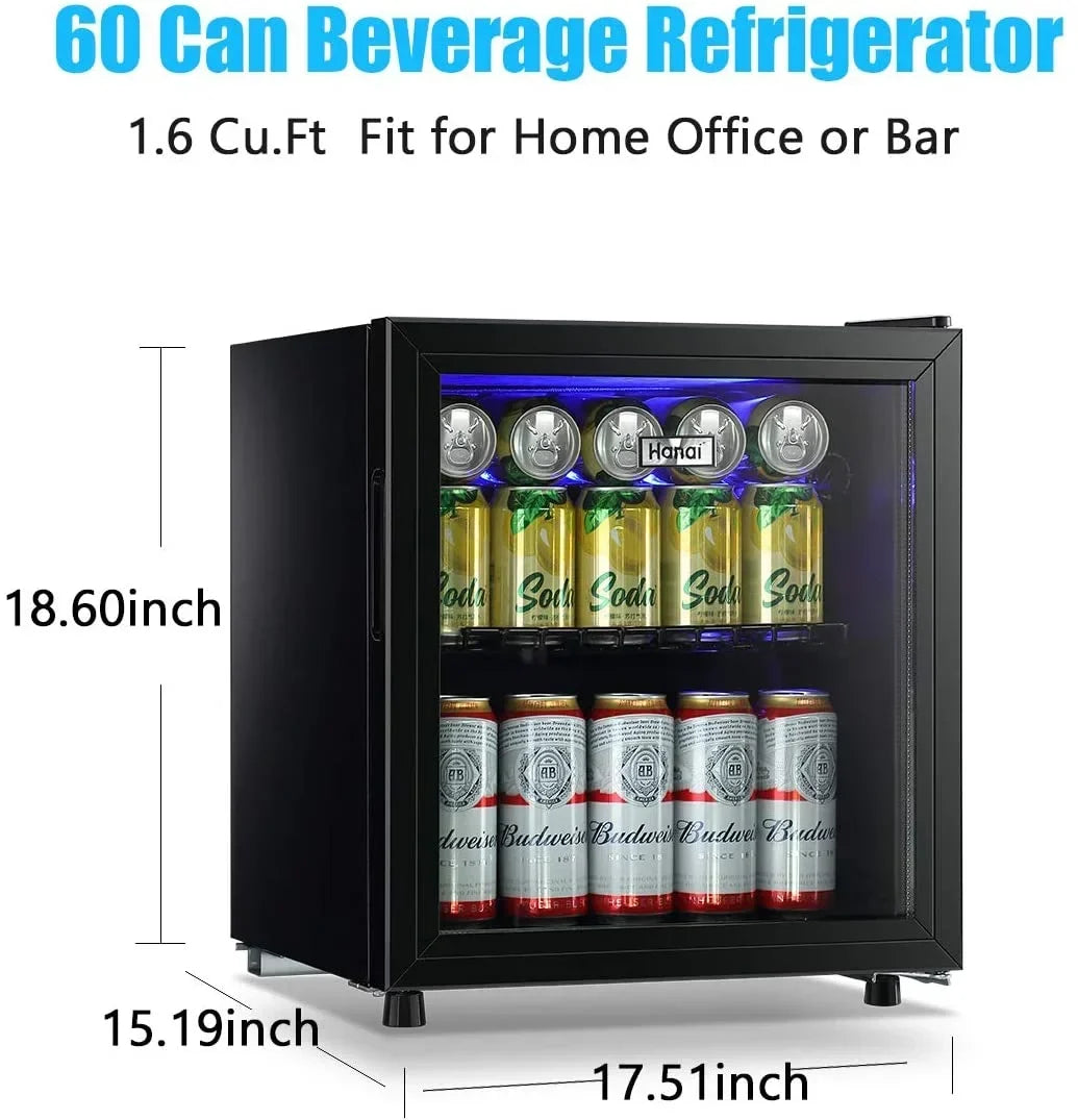 Nouveauté 2026 – Réfrigérateur à boissons compact WANAI , capacité de 100 canettes, porte vitrée, acier inoxydable noir