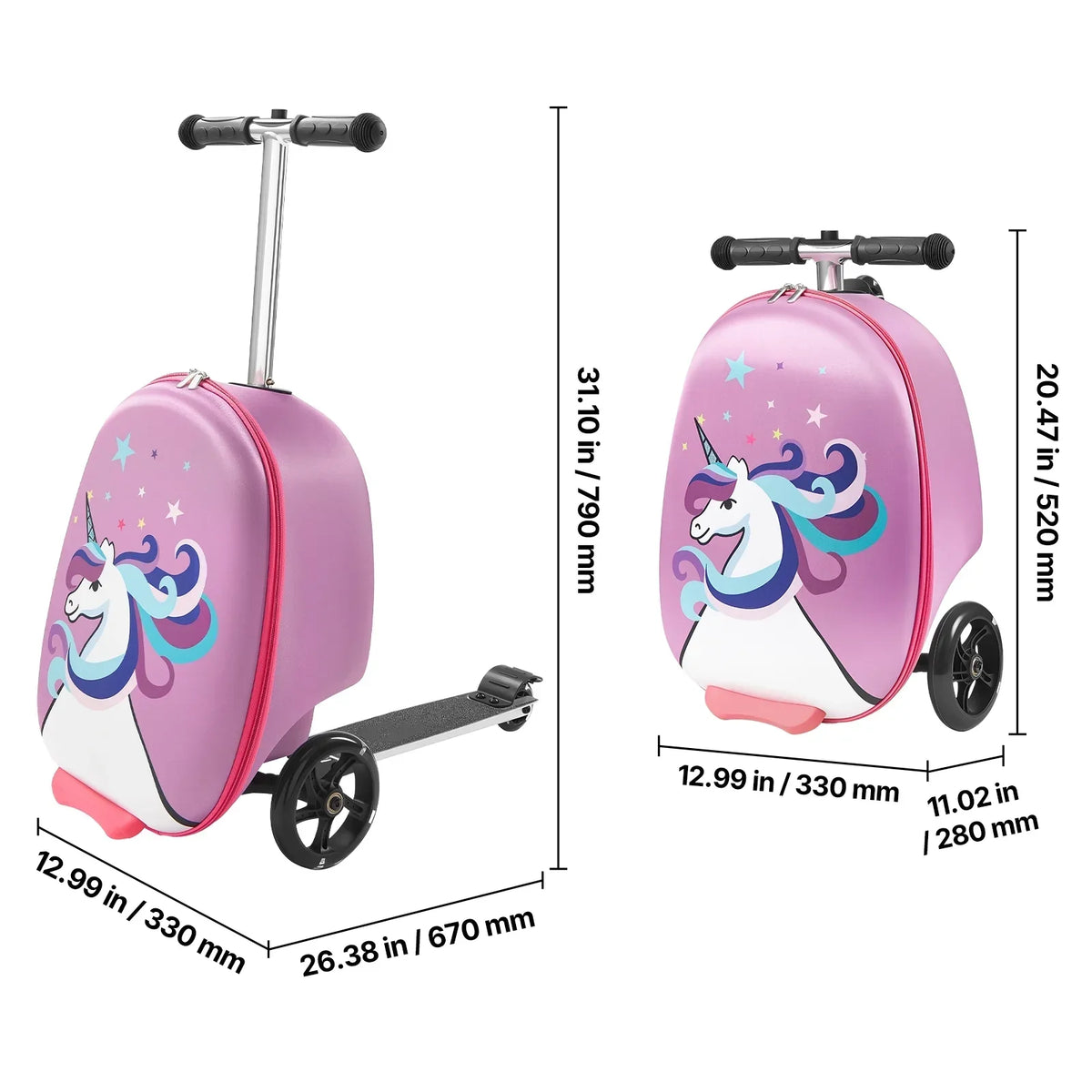 Nouveauté 2026 – Valise-trottinette enfant KFFKFF , capacité 20 L, avec roues lumineuses en PU, poignée réglable et antidérapante, pliable et légère, idéale pour les enfants de 5 ans et plus, couleur violette