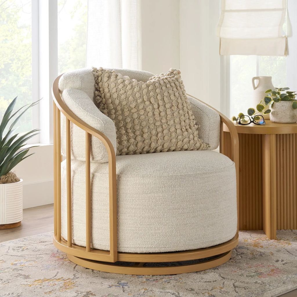 Nouveauté 2026 – Fauteuil pivotant Lillian Birdcage, lin crème, collection Better Homes & Gardens