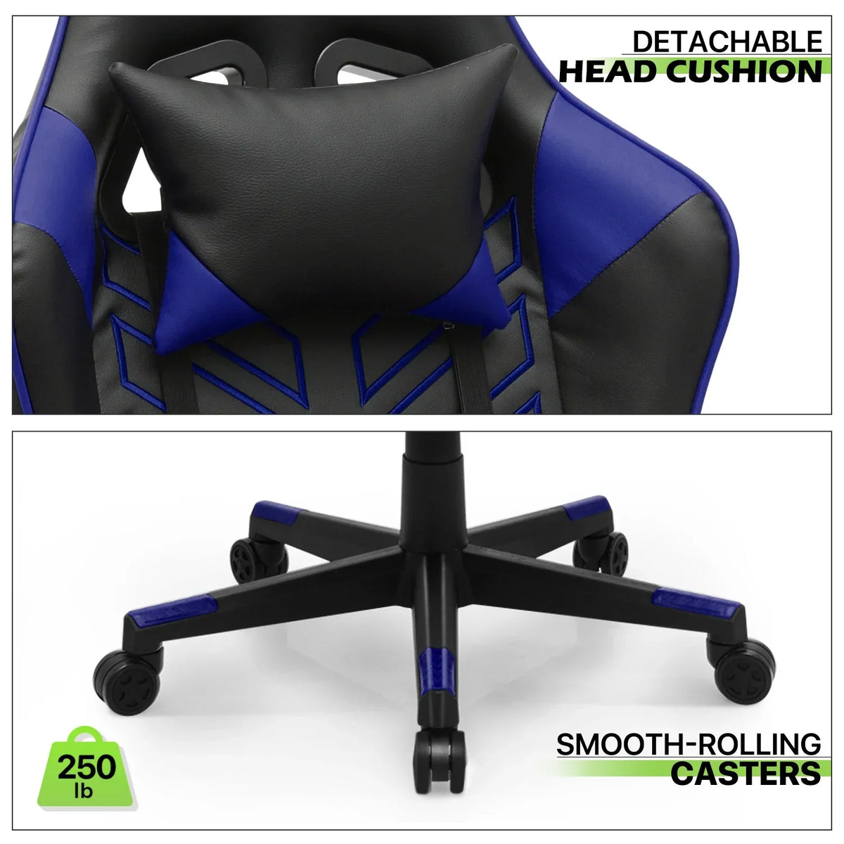 Nouveauté 2026 – Chaise de jeu ergonomique Magshion , chaise de jeu confortable, chaise de bureau en cuir, chaise de jeu pivotante et réglable, bleue