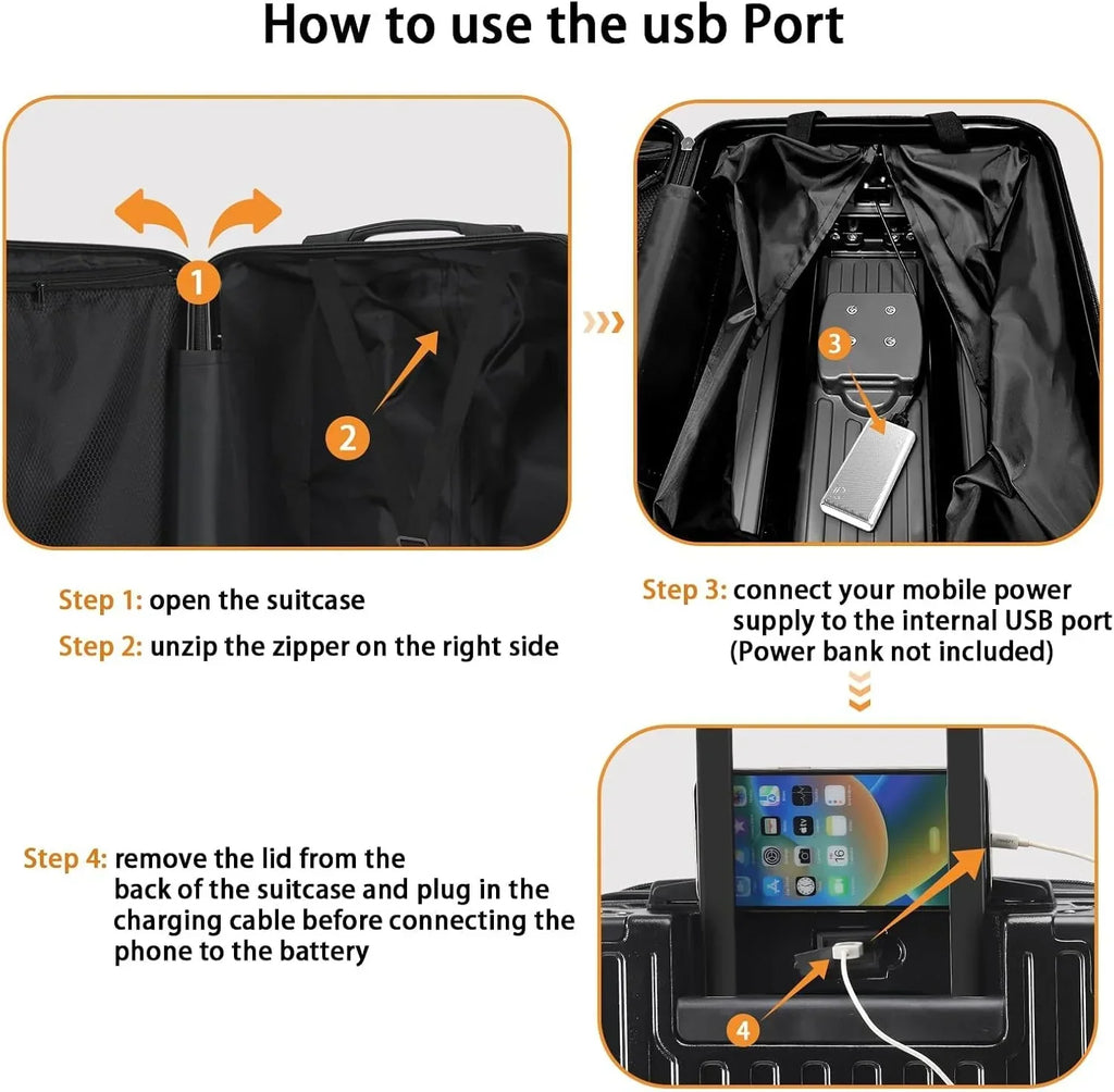 Nouveauté 2026 – Valise cabine 20 de 51 cm (20 pouces) avec porte-gobelet et port USB, approuvée par les compagnies aériennes et verrouillable TSA, légère, en polycarbonate, avec roulettes pivotantes à 360°