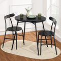 Nouveauté 2026 – Ensemble table et chaises ovales modernes 3 pièces Best Choice Products , petit coin repas avec 2 chaises - Noir/Noir
