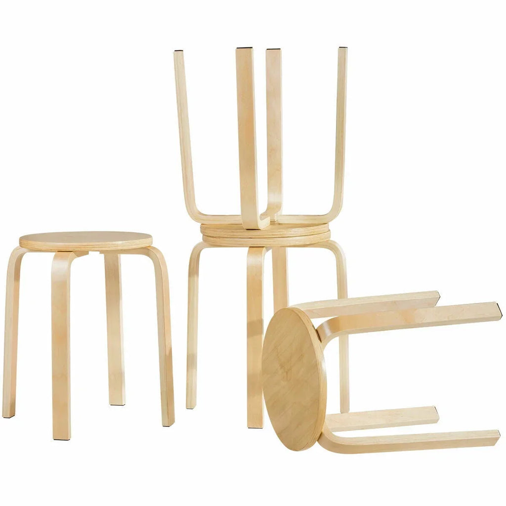 Nouveauté 2026 – Ensemble de 4 tabourets empilables de 45,7 cm (18 po) avec dossier inclinable, en bois, pour salle à manger et décoration intérieure