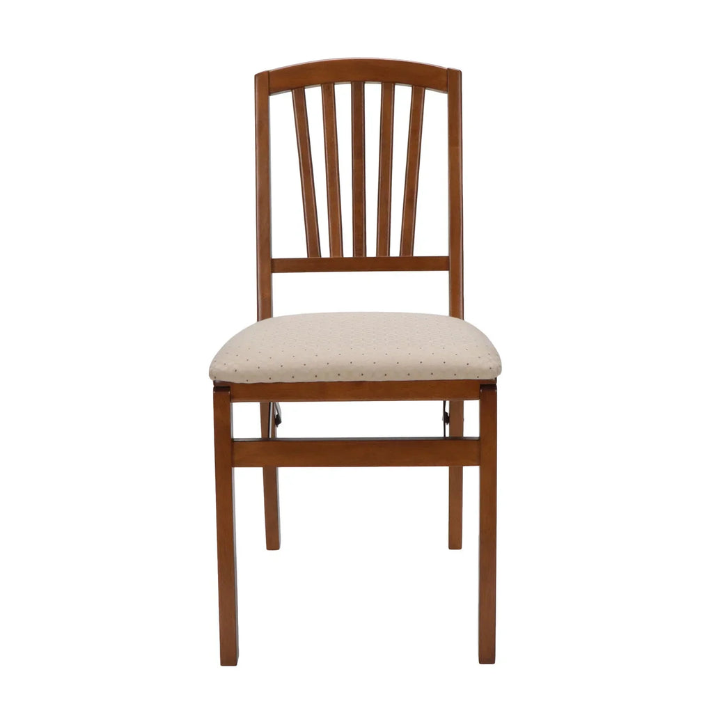 Nouveauté 2026 – Chaise pliante Mission Fusion (lot de 2) - Tissu rose poudré et bois fruitier