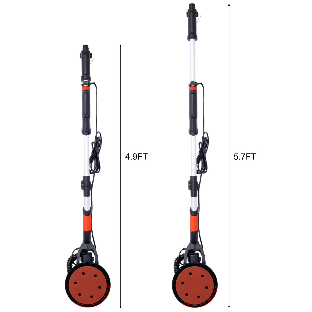 Nouveauté 2026 – Ponceuse électrique pour cloisons sèches POVANLI 780 W avec aspiration des poussières, moteur 6,5 A, vitesse variable (900-1800 tr/min), éclairage LED, poignée extensible et pliable, jaune et noir
