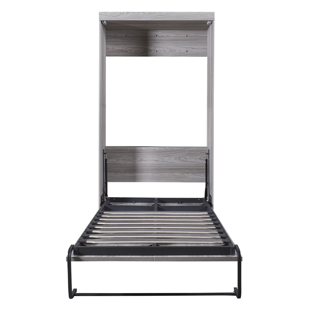 Nouveauté 2026 – Lit escamotable Euroco en pin gris, format simple, transformable en armoire