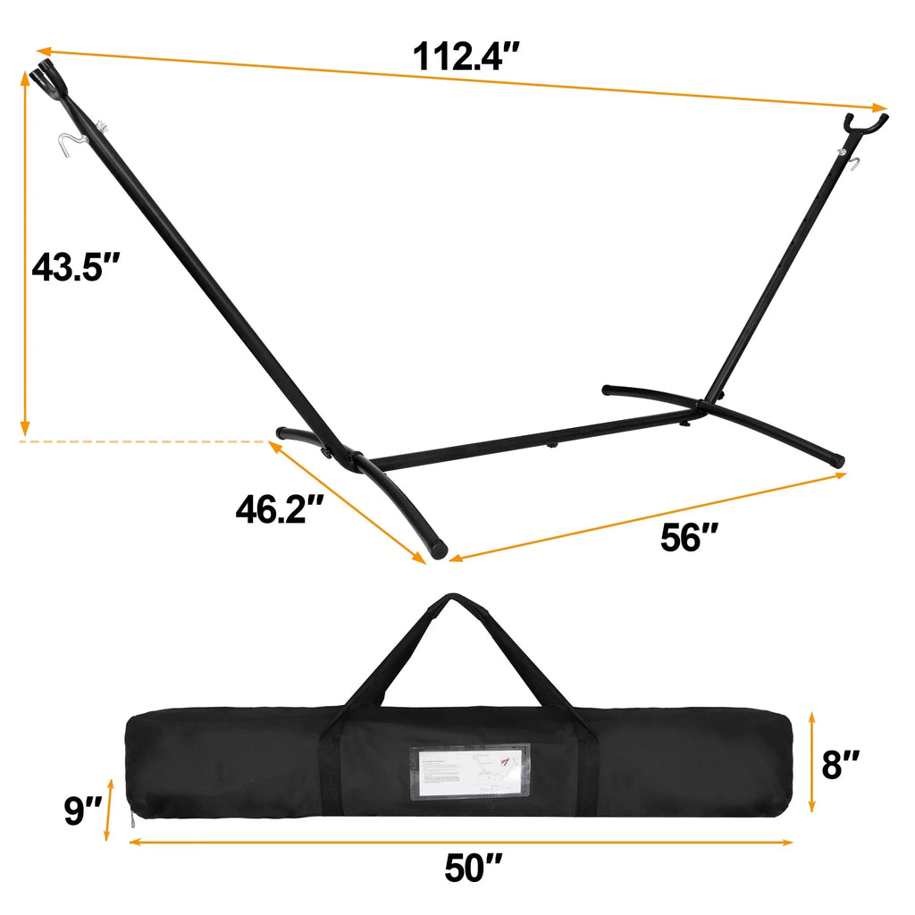 Nouveauté 2026 – Support de hamac double en acier ZenSports , réglable jusqu'à 204 kg (450 lb), 2,74 m (9 pi), avec sac de transport portable, noir