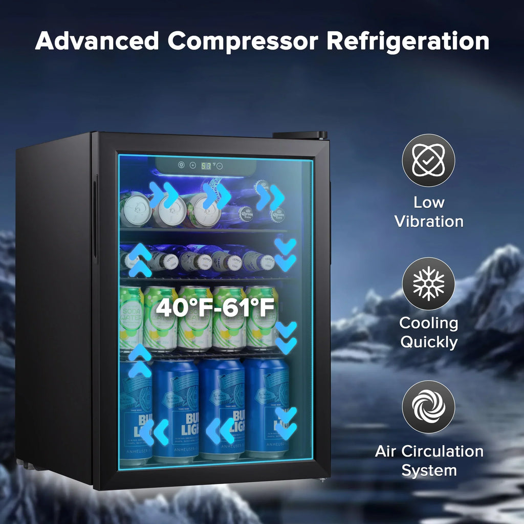 Nouveauté 2026 – Mini-réfrigérateur à boissons Auseo , 1,3 pi³ (37 litres) - Capacité de 55 canettes et 12 bouteilles - Porte double vitrée - Idéal pour la maison, le bar ou le bureau - Commandes tactiles électroniques