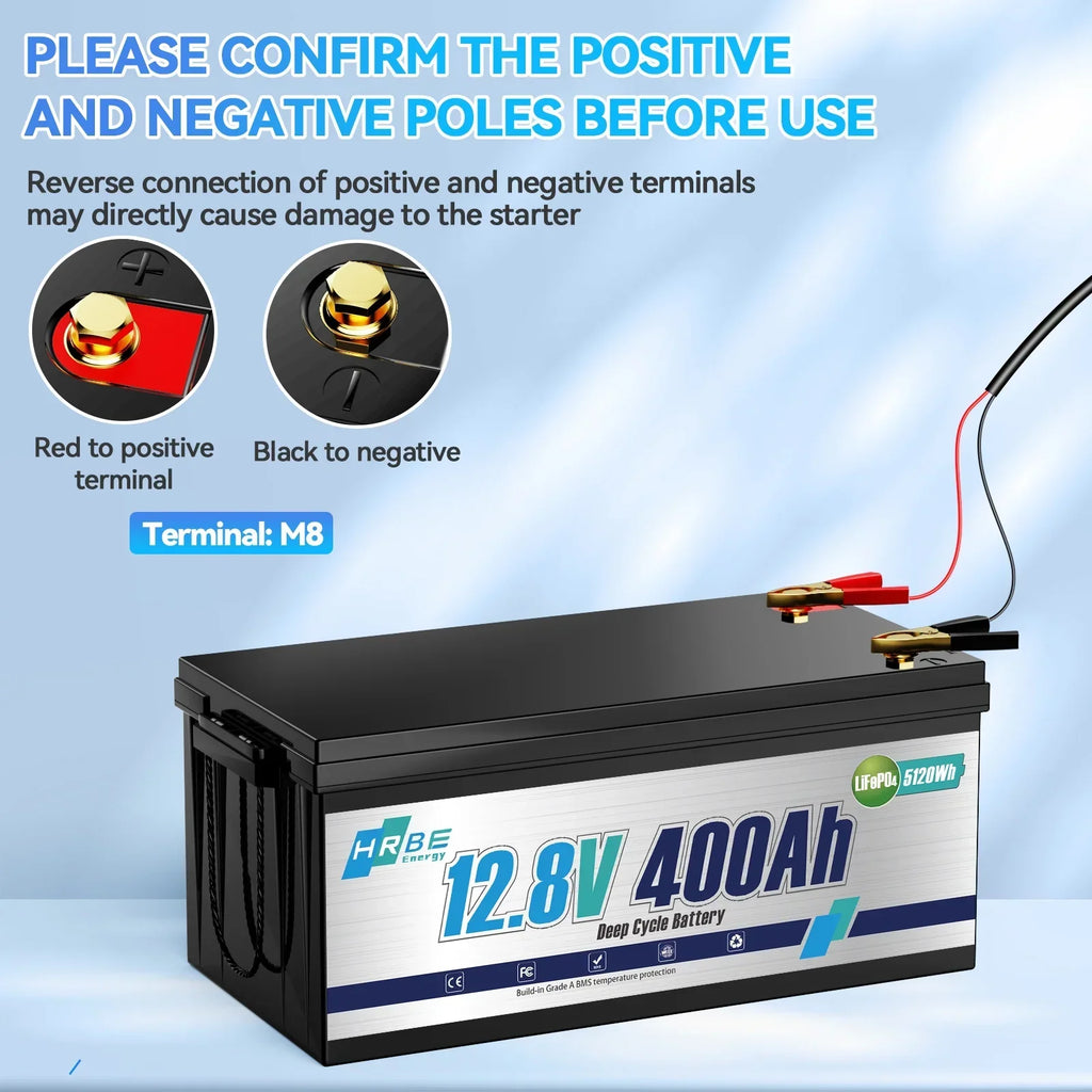 Nouveauté 2026 – Batterie au lithium LiFePO4 12 V 400 Ah , 5120 Wh, puissance maximale de 3200 W, durée de vie de plus de 15 000 cycles de charge/décharge, groupe 8D, pour camping-cars, moteurs de pêche solaires et de traîne, applications marines, av