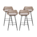 Nouveauté 2026 – Tabourets de bar d'extérieur Verano en résine tressée et métal avec coussin, lot de 4, coloris marron et beige