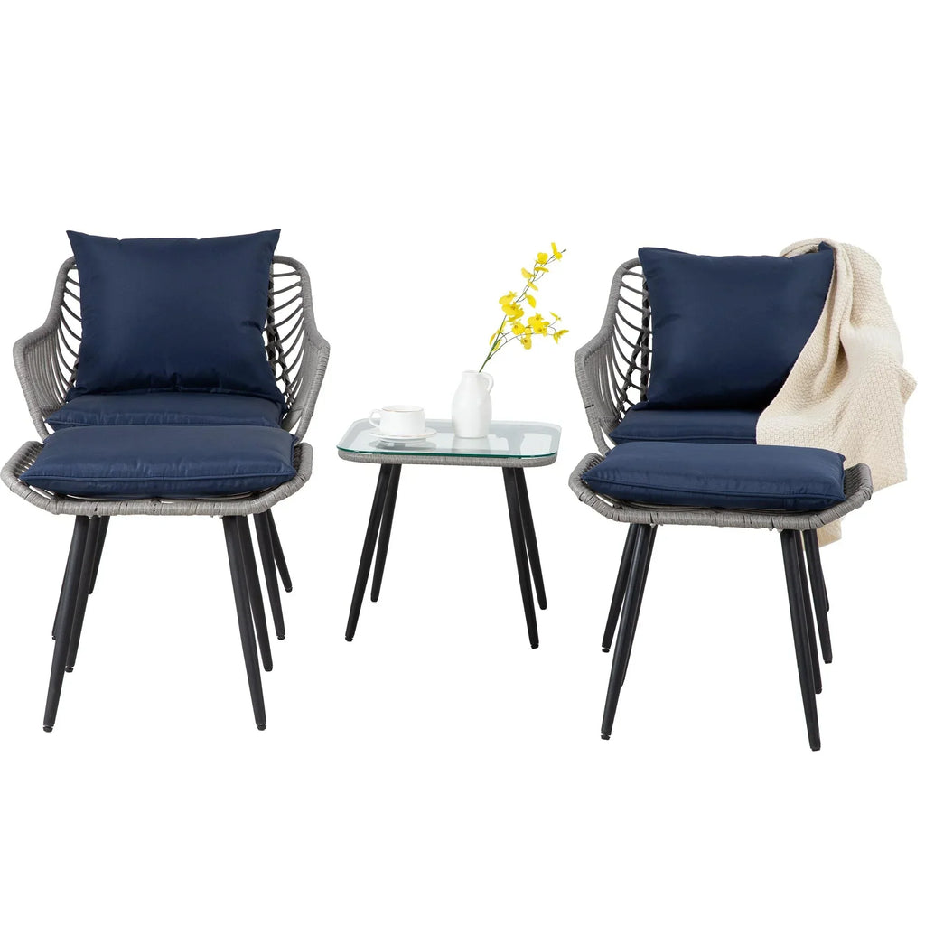 Nouveauté 2026 – Ensemble bistro de patio 3 pièces FHFO , mobilier d'extérieur en résine tressée pour balcon, appartement ou terrasse, ensemble table et chaises en rotin (2 pièces), beige