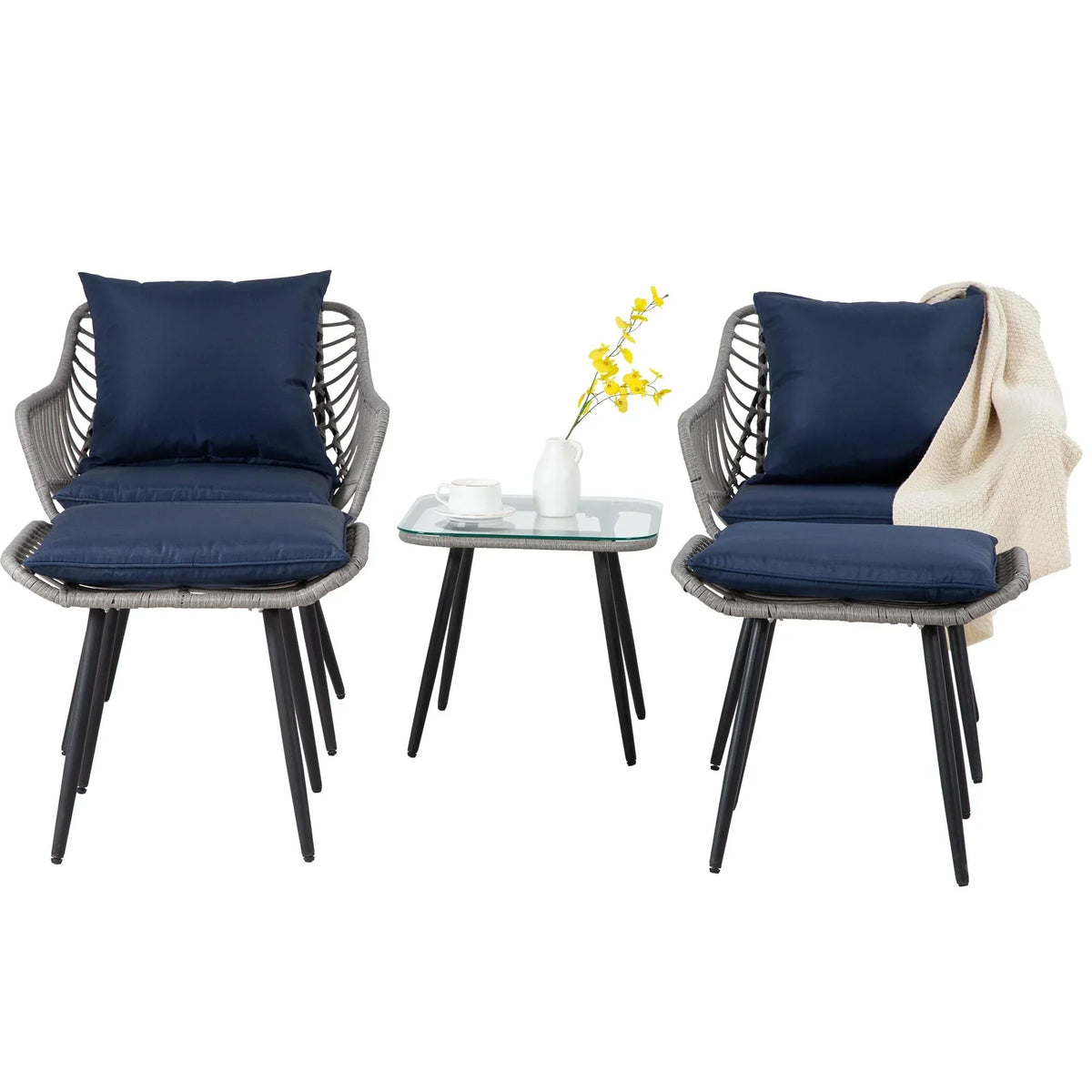 Nouveauté 2026 – Ensemble bistro de patio 3 pièces FHFO , mobilier d'extérieur en résine tressée pour balcon, appartement ou terrasse, ensemble table et chaises en rotin (2 pièces), beige