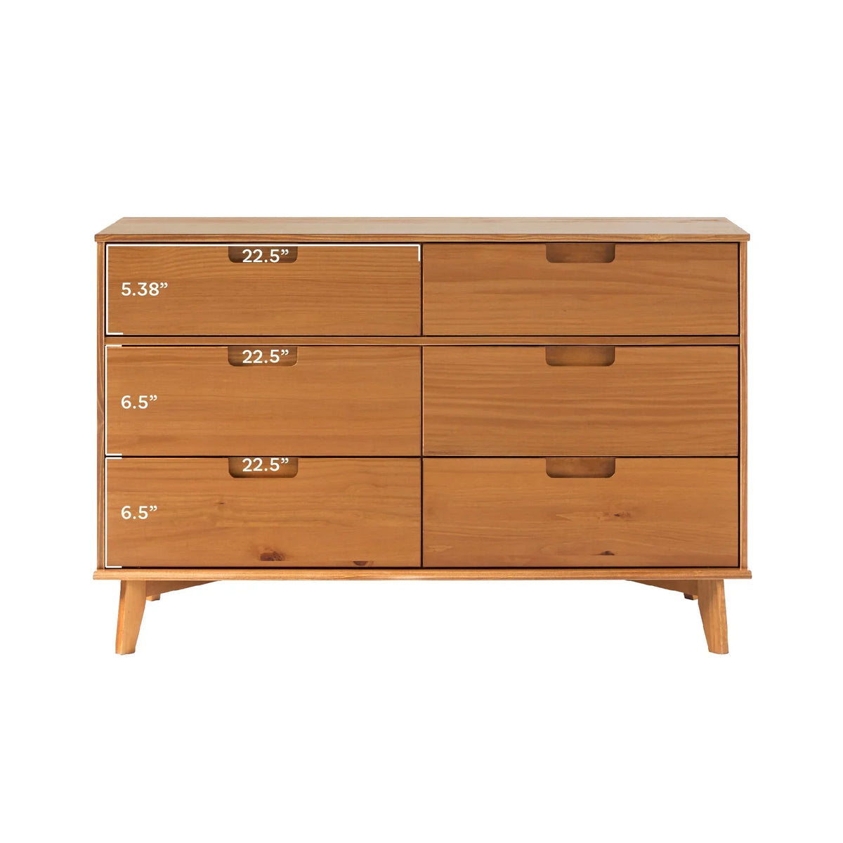 Nouveauté 2026 – Commode Walker Edison Sonoma 6 tiroirs en bois massif couleur caramel