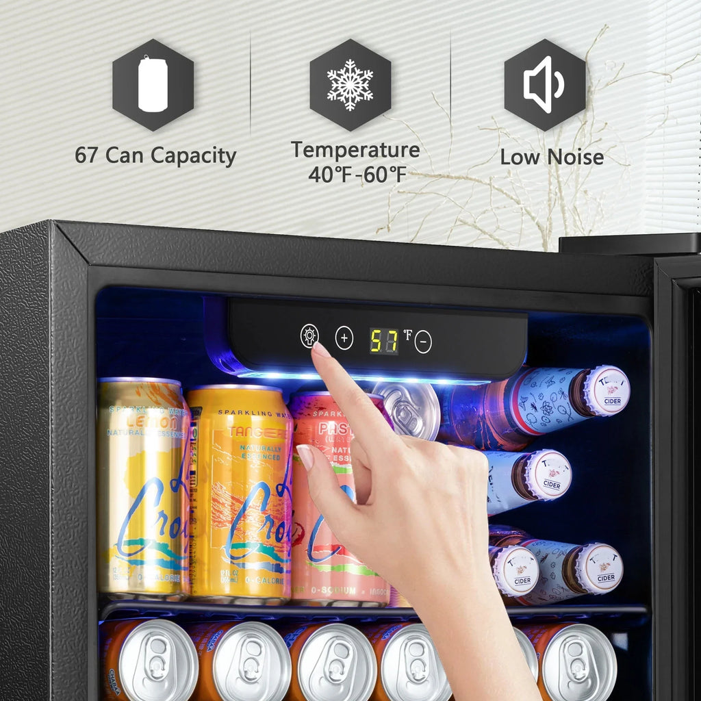 Nouveauté 2026 – Réfrigérateur à boissons Auseo 126 canettes avec porte vitrée - Noir