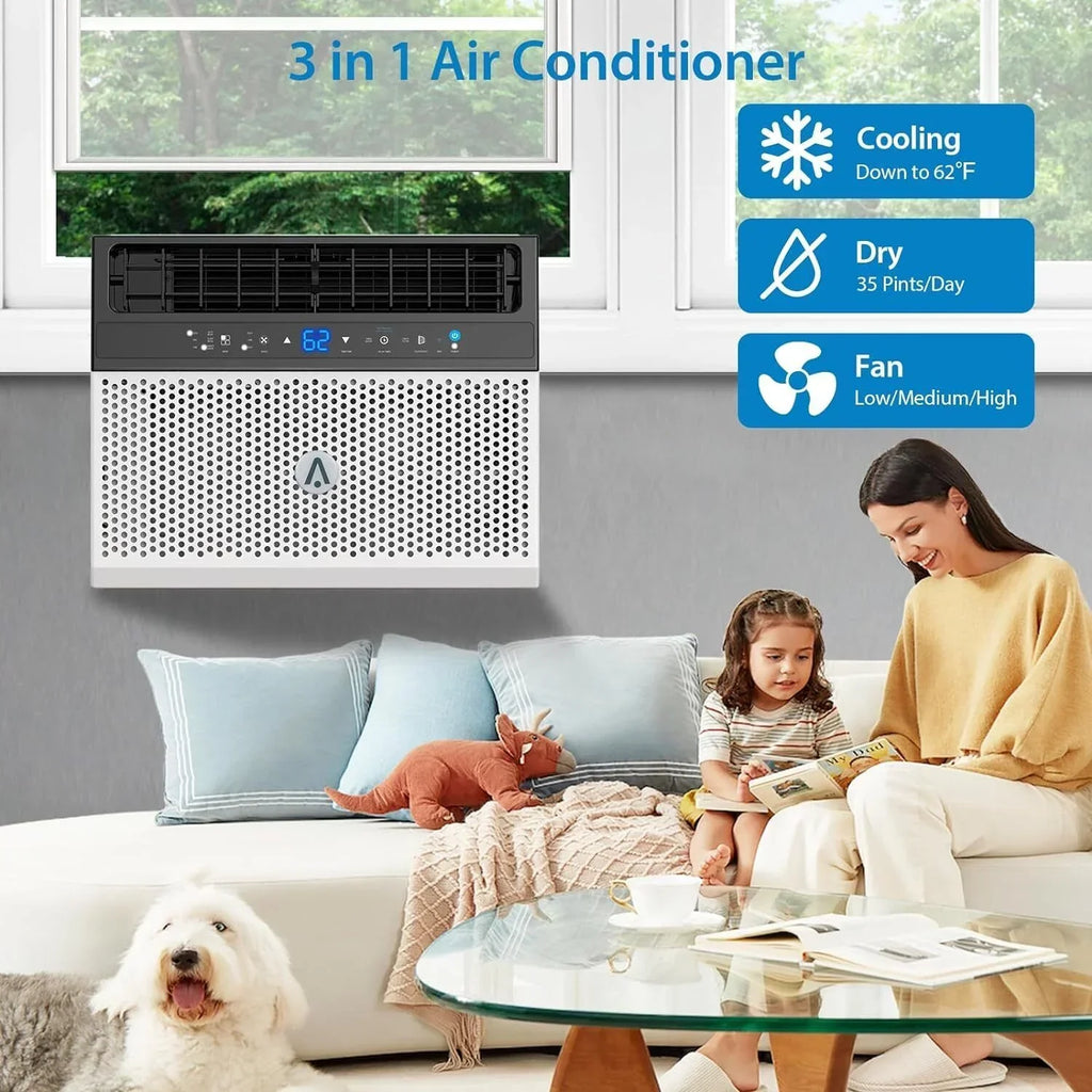 Nouveauté 2026 – Climatiseur de fenêtre 8000 BTU à poser sur le rebord de fenêtre, jusqu'à 370 pi² (34 m²), avec télécommande et application
