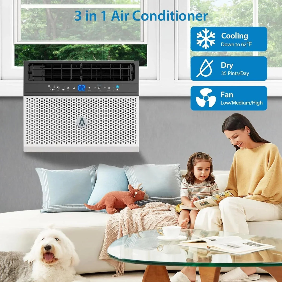 Nouveauté 2026 – Climatiseur de fenêtre 8000 BTU à poser sur le rebord de fenêtre, jusqu'à 370 pi² (34 m²), avec télécommande et application