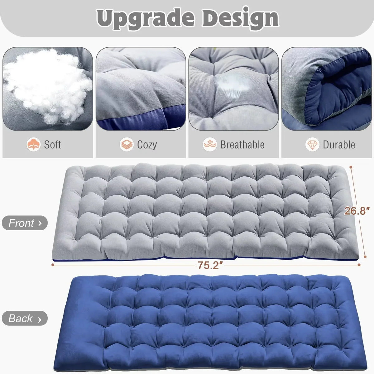 Nouveauté 2026 – Chaise longue MOPHOTO avec matelas, supportant jusqu'à 200 kg, lit de camp portable et robuste, réglable, idéal pour le camping, la piscine, la plage et la terrasse