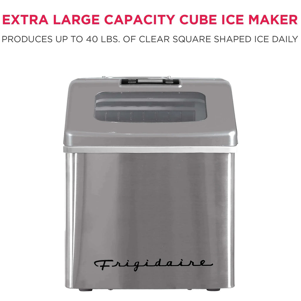 Nouveauté 2026 – Machine à glaçons carrée transparente de comptoir Frigidaire , 18 kg (40 lb) - Acier inoxydable