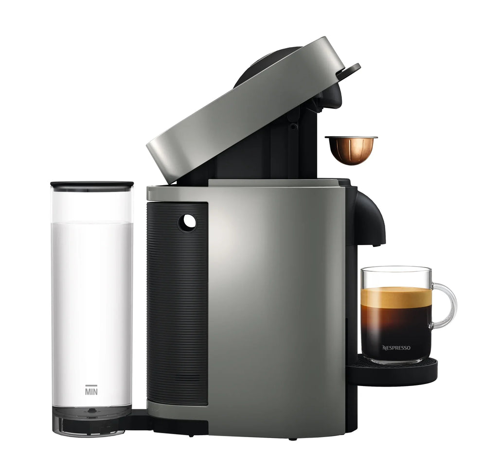 Nouveauté 2026 – Machine à café et expresso Nespresso Vertuo Plus de De'Longhi avec Aerocinno, grise, dosettes individuelles