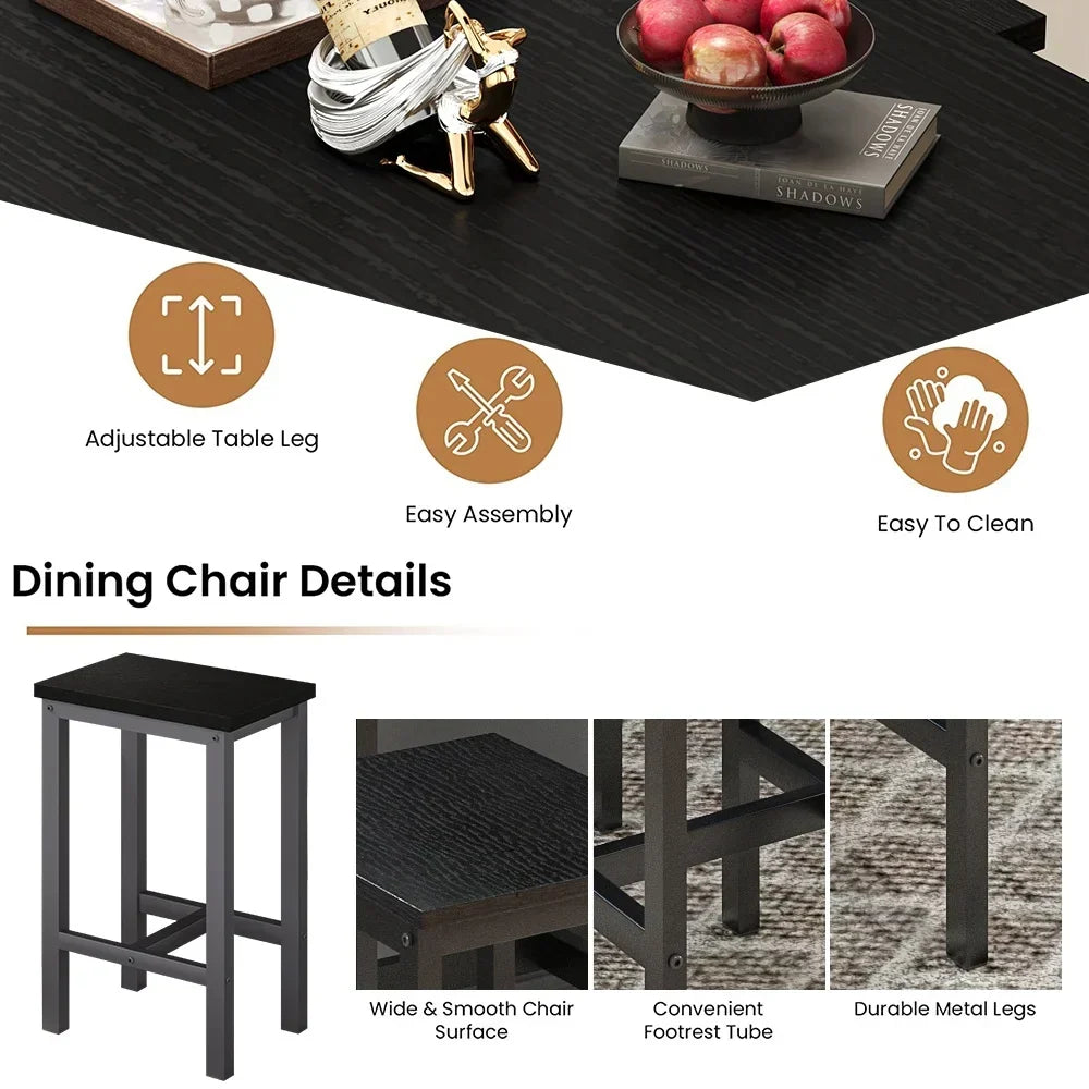 Nouveauté 2026 – Ensemble de table haute 5 places , table de bar et tabourets assortis, table à manger minimaliste avec tabourets sans dossier, ensemble table et chaises de bar avec plateau en bois pour cuisine, appartement ou bistrot - Gain de place