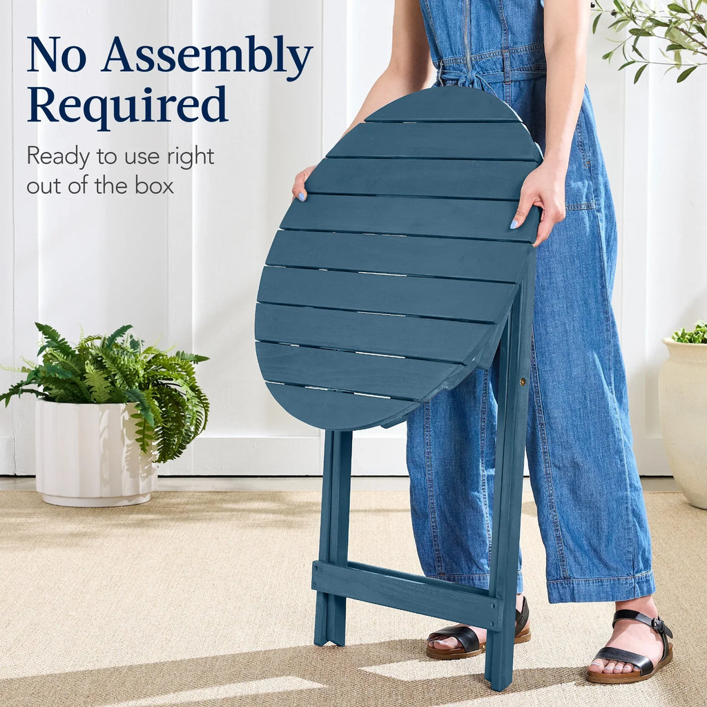 Nouveauté 2026 – Ensemble bistro 3 pièces en bois d'acacia Best Choice Products , mobilier de patio pliant avec 2 chaises et une table - Naturel