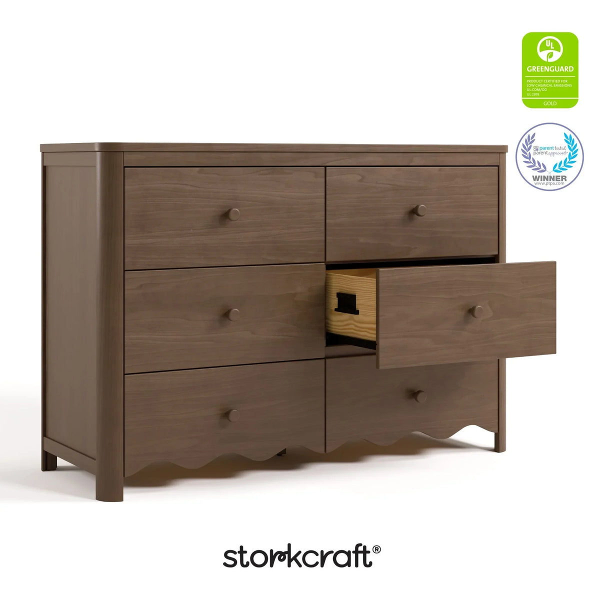 Nouveauté 2026 – Commode pour chambre d'enfant Storkcraft Casablanca 6 tiroirs, couleur sauge