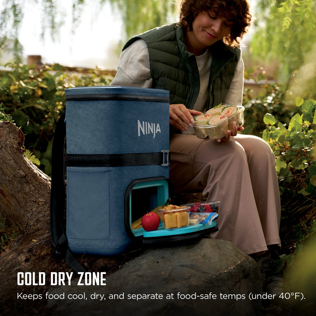 Nouveauté 2026 – Glacière souple Ninja Outdoor FrostVault Go 24 canettes avec zone froide et sèche, bleu bord de lac - FF124NV