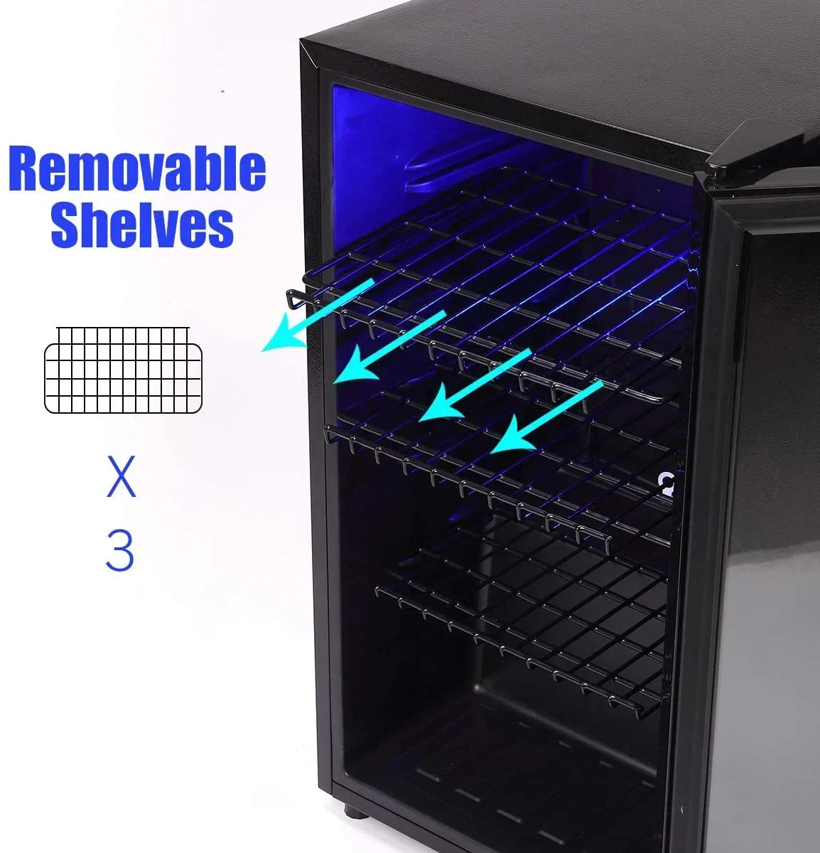 Nouveauté 2026 – Réfrigérateur à boissons compact WANAI , capacité de 100 canettes, porte vitrée, acier inoxydable noir