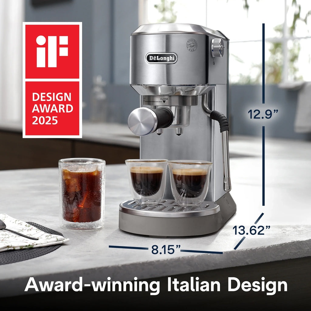 Nouveauté 2026 – Machine à expresso De’Longhi Dedica Duo , format compact avec mousseur intégré pour latte art, expresso, café infusé à froid, lattes et plus encore, acier inoxydable