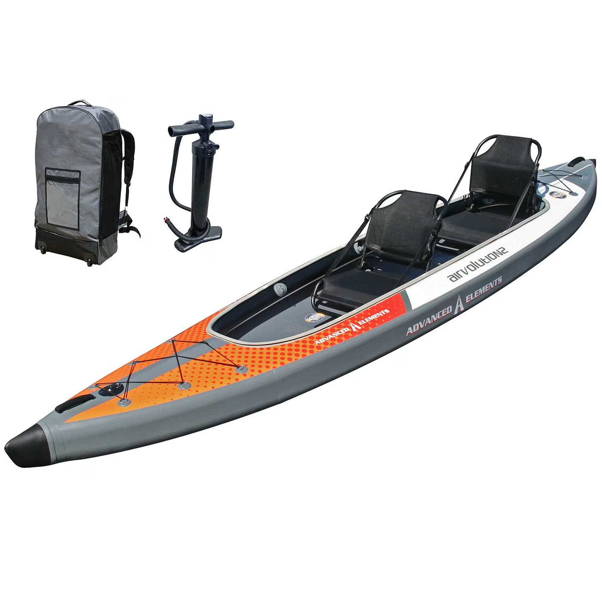 Nouveauté 2026 – Kayak gonflable Advanced Elements AirVolution 2 Pro avec pompe - Kayak tandem de loisirs - 4,4 m (14,5 pi) - Orange