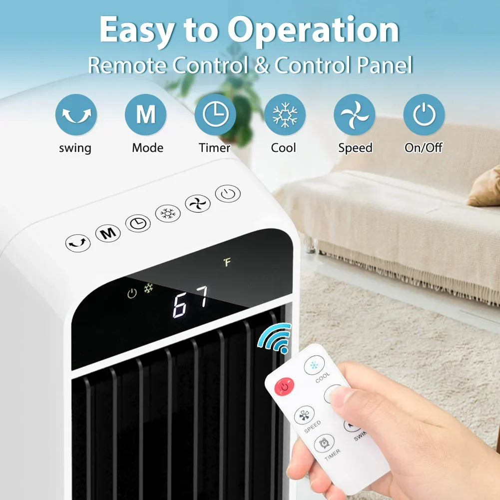 Nouveauté 2026 – Refroidisseur d'air évaporatif 3 en 1 LifePlus portable, ventilateur tour oscillant, 41,5 pouces, blanc