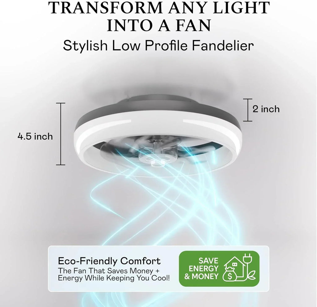 Nouveauté 2026 – Ventilateur de plafond extra-plat CannonX 14" avec éclairage et télécommande, ventilateur de plafond moderne avec lumière, 6 vitesses, 3 modes d'éclairage (3500K-5500K), montage encastré pour chambre à coucher, LED 2200 lumens