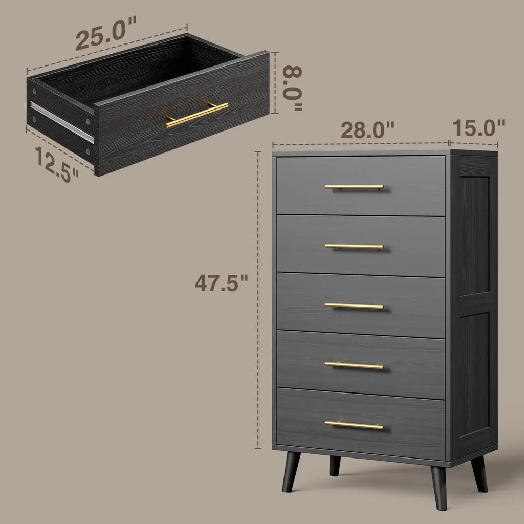 Nouveauté 2026 – Ensemble de meubles de chambre à coucher Lofka King - Comprend un cadre de lit King, deux tables de chevet et deux commodes pour une décoration intérieure moderne
